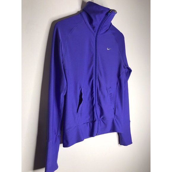 Nike Running Jacket Womens Small Blue Purple Full Zip Fit-Dry Long Sleeve - Picture 2 of 7